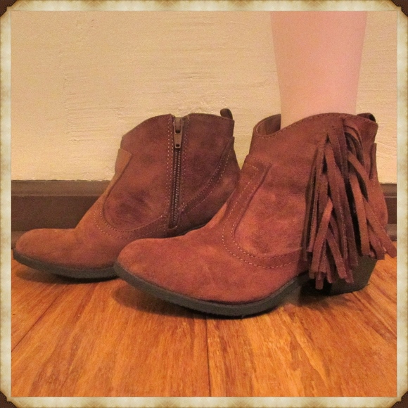 Faded Glory Other - Faded Glory Girls Brown Fringe Booties